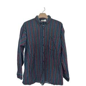 Ash Creek Trading Mens Shirt Size XL Red Blue Gray Stripe Vintage